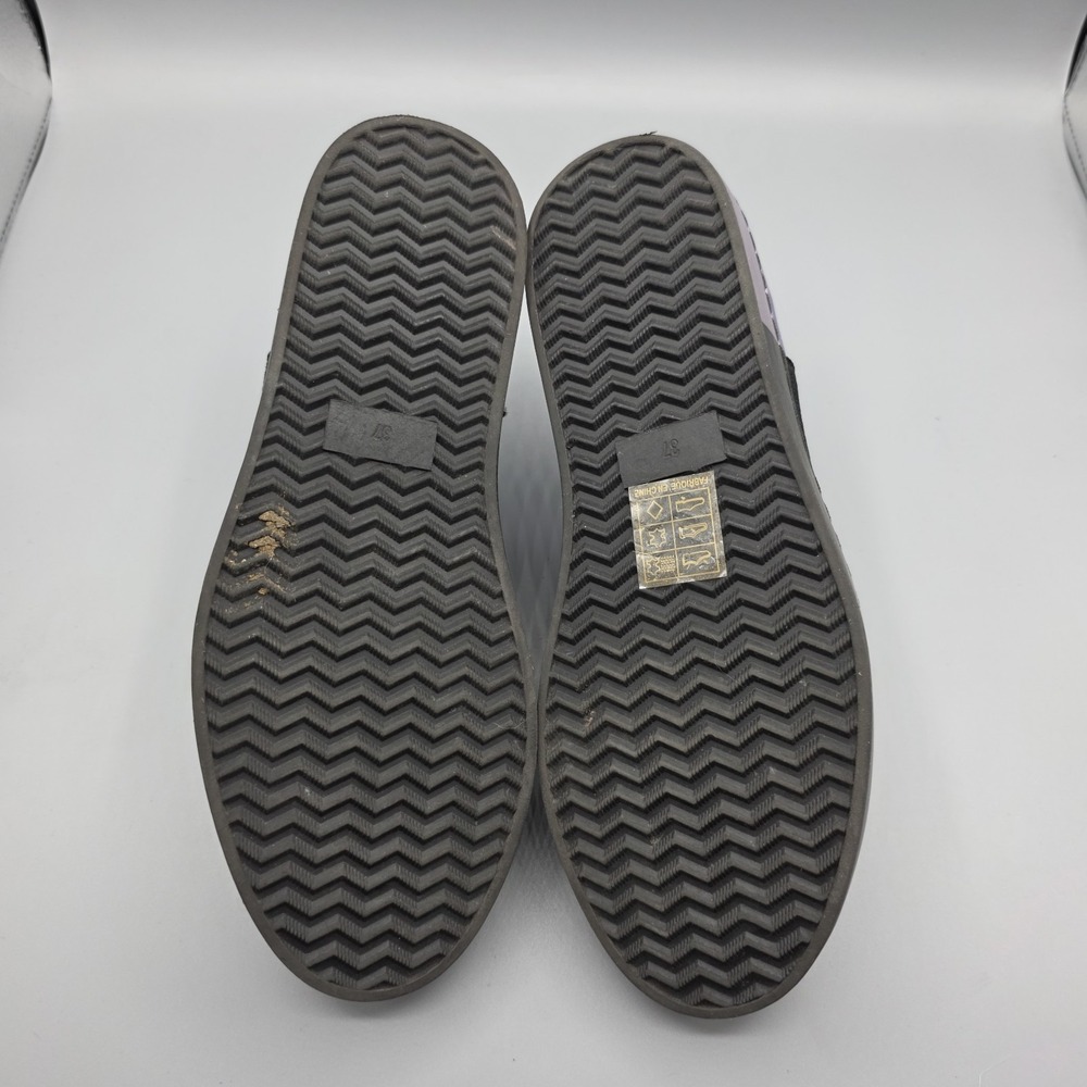 Free People Varsity Sneakers Womens 37 Black Velvet Purple Leather Metallic Shoe - Picture 9 of 15